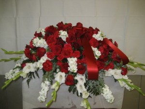 Red and White mix Casket Spray Casket Spray