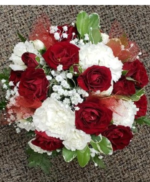 Red and White Prom Bouquet FHF-P64 Pick up only in Elkton, MD - FAIR HILL FLORIST Red and White Prom Bouquet FHF-P64 Pick up only in Elkton, MD - FAIR HILL FLORIST
