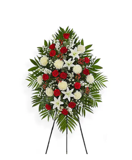 red and white standing spray  
