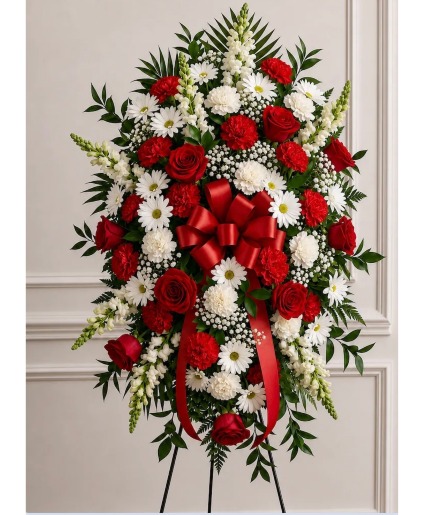 Red and White Standing Spray  Standing Easel 