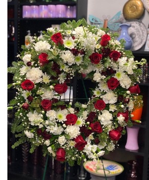 Red and White Standing Wreath Standing Wreath