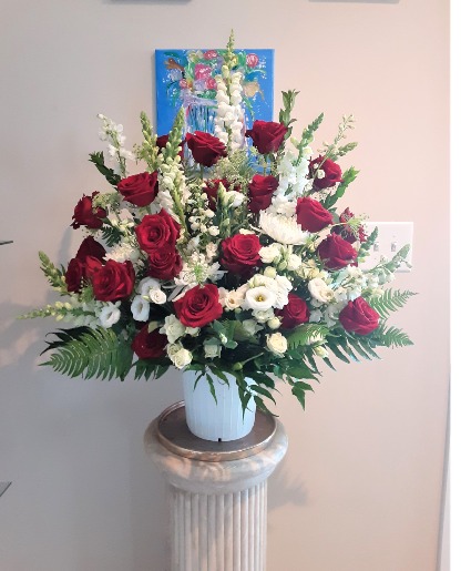 Red and White Sympathy Basket 