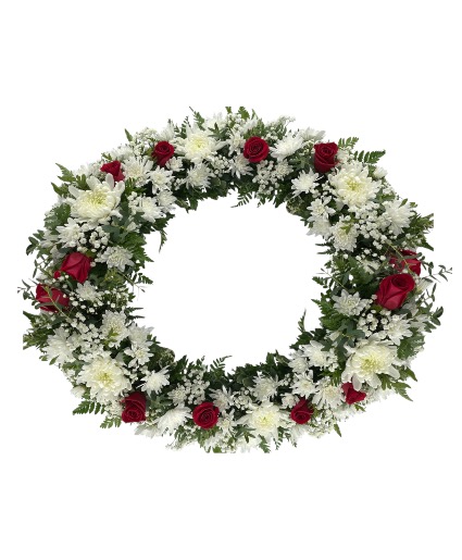 Red and White  Funeral Wreath  Wreath 