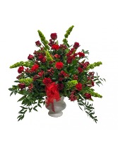 Red Bells Rose Urn Arrangement