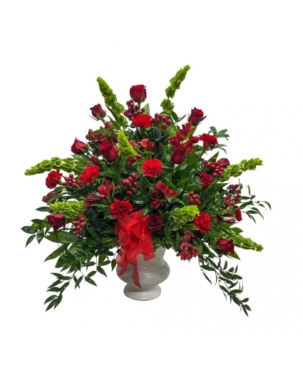 Red Bells Rose Urn Arrangement