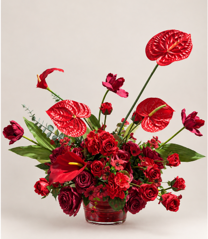 Red & Burgundy Luxury Floral Arrangement (Rental Item) 