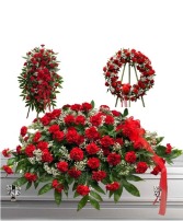 Red Carnation 3 piece set sympathy 