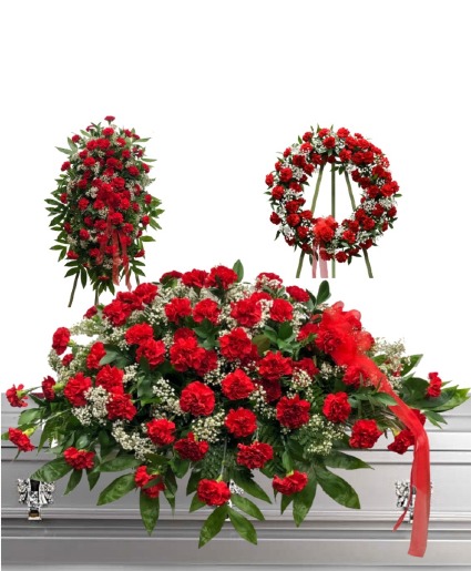 Red Carnations 3 Piece Set