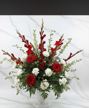 Red dasher basket funeral basket