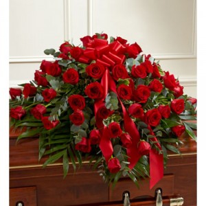 Red Half Roses Casket Flowers