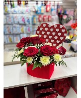 Red Heart Box arrangement