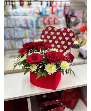 Red Heart Box arrangement