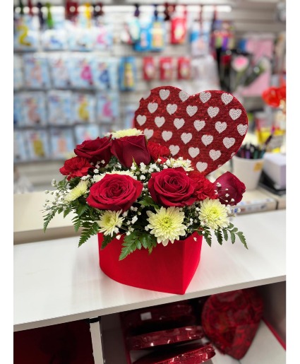 Red Heart Box arrangement