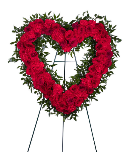 Red - Heart Standing Spray 
