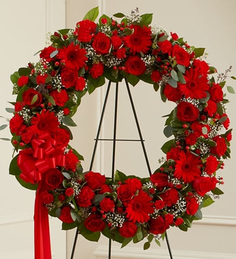 RED MIXED STANDING WREATH 