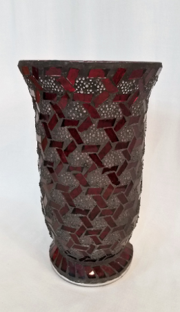 Red Mosaic Glass Vase