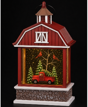 Red Pickup and Cardinal Snowglobe 