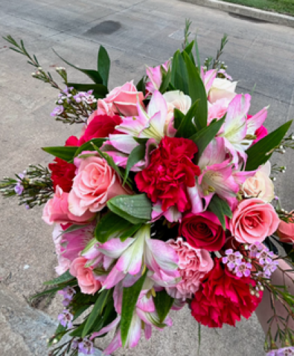 Red, Pink Hand Held Bouquet  