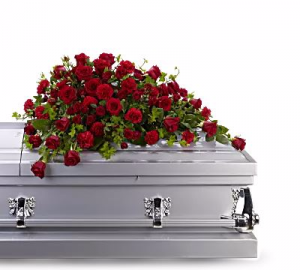 Red Reverence Casket Spray