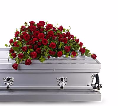 Red Reverence Casket Spray