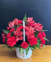 Red Romance basket of cut flowers