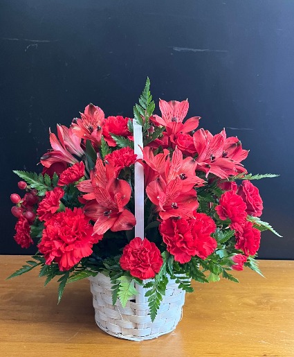 Red Romance basket of cut flowers