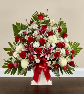  Red Rose and Lily Floor Basket 