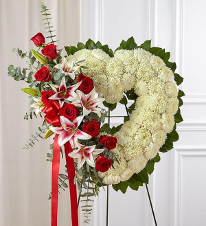 Red Rose and Lily Open Heart  