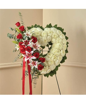 Red Rose And Lily Standing Open Heart 