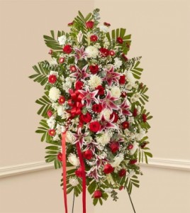 Red Rose and Lily Standing Spray 