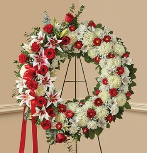 Red Rose And Lily Standing Wreath™ 