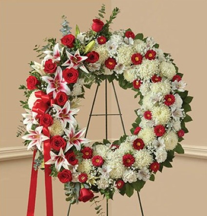 Red Rose And Lily Standing Wreath™ 
