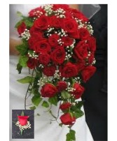 Red Rose Cascade Wedding Flowers