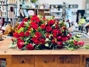 Red Rose Farewell Casket Spray