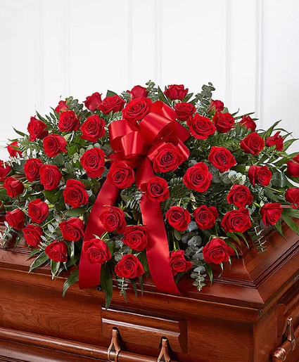 Red Rose Half casket Cover 1800-Flowers