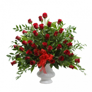 Red Rose Pedestal urn 