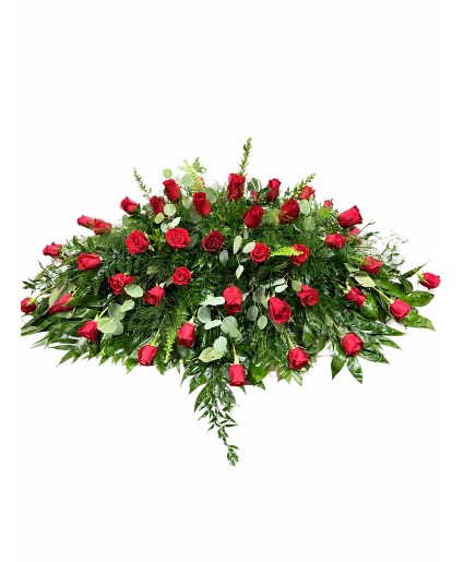 Red Rose Remembrance Casket Spray