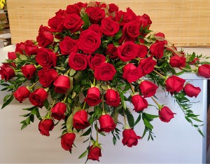 Red Rose Reverence Casket spray