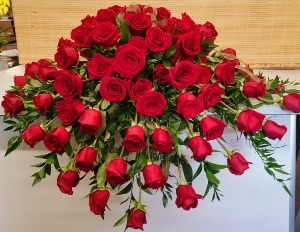 Red Rose Reverence Casket Spray