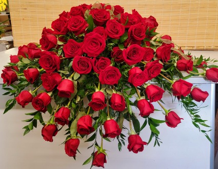 Red Rose Reverence Casket Spray