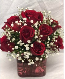 Red Rose Special Red cube vase