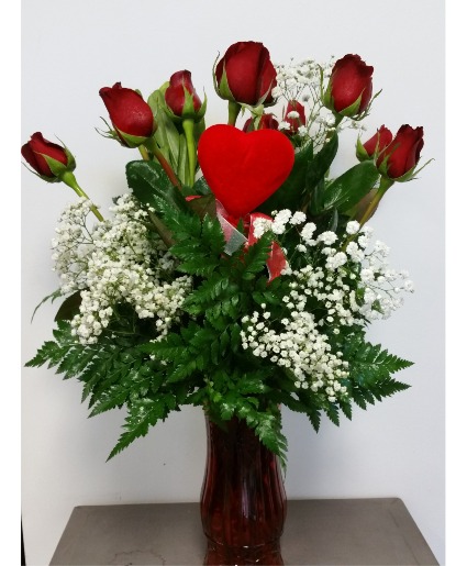 red rose vase 12 stems 
