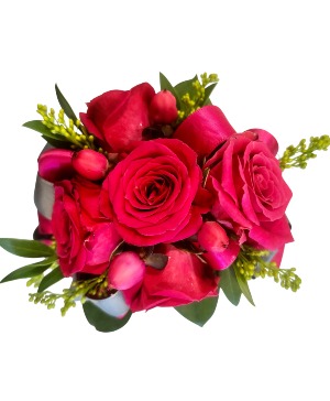 Hot Pink Roses and Berries  Wrist Corsage 