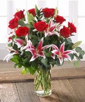 Red Roses and Stargazers Floral Design 