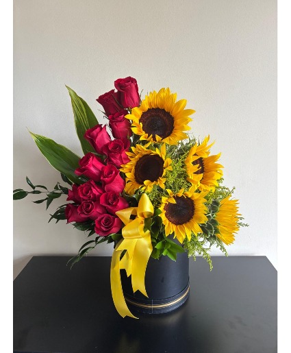 Red Roses and Sunflowers Hat Box Hat Box