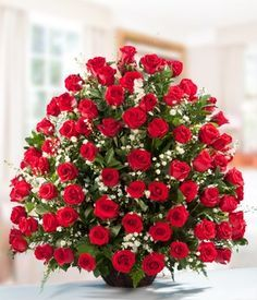 red roses basket funeral