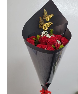 Red roses black wrap  Roses