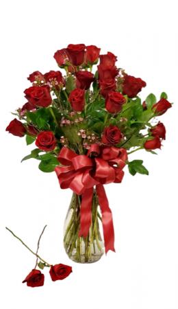 TWO DOZEN Red Roses in Vase 