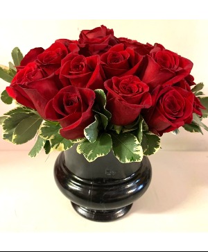 red roses on black Rose Arrangement