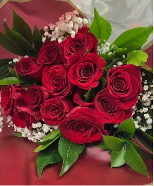  Red roses wrapped- 1 dozen Gift wrapped